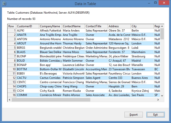 SQL Server Comparison Tool - data in table